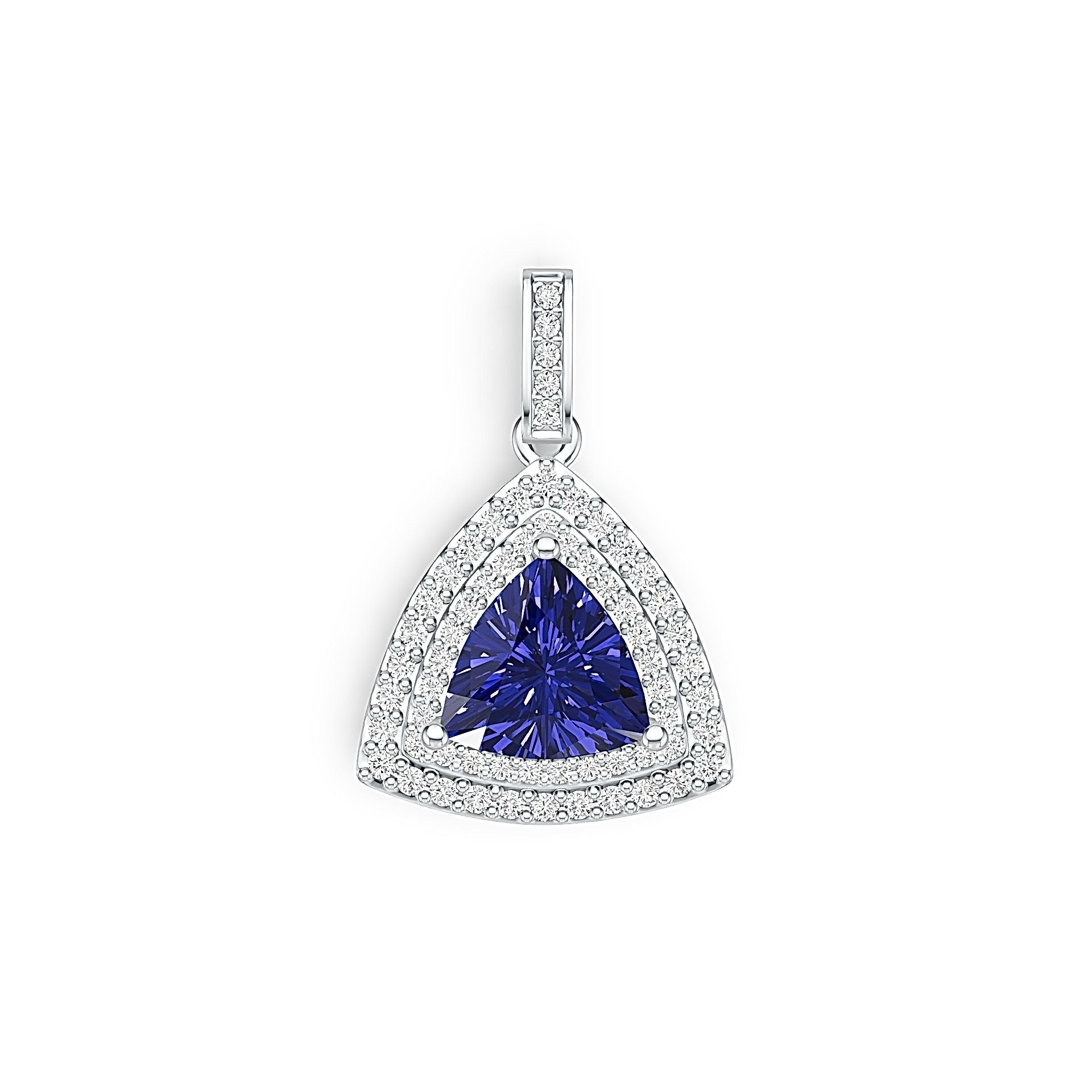 Sterling Silver Semi Mount Pendant Setting Trillion TRI 8X8mm Double Halo Syzjewelry