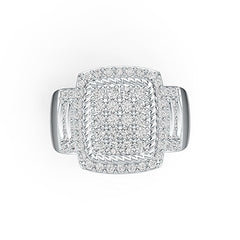 Sterling Silver Ring Square-Shaped with White Topaz or Moissanite DHJ