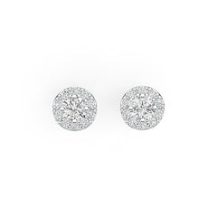 Sterling Silver Semi Mount Earrings Setting Round RD 4x4mm Stud Halo - Syzjewelry