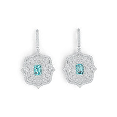 Sterling Silver Semi Mount Earrings Setting Emerald OCT 7X5mm with White Topaz DHJ