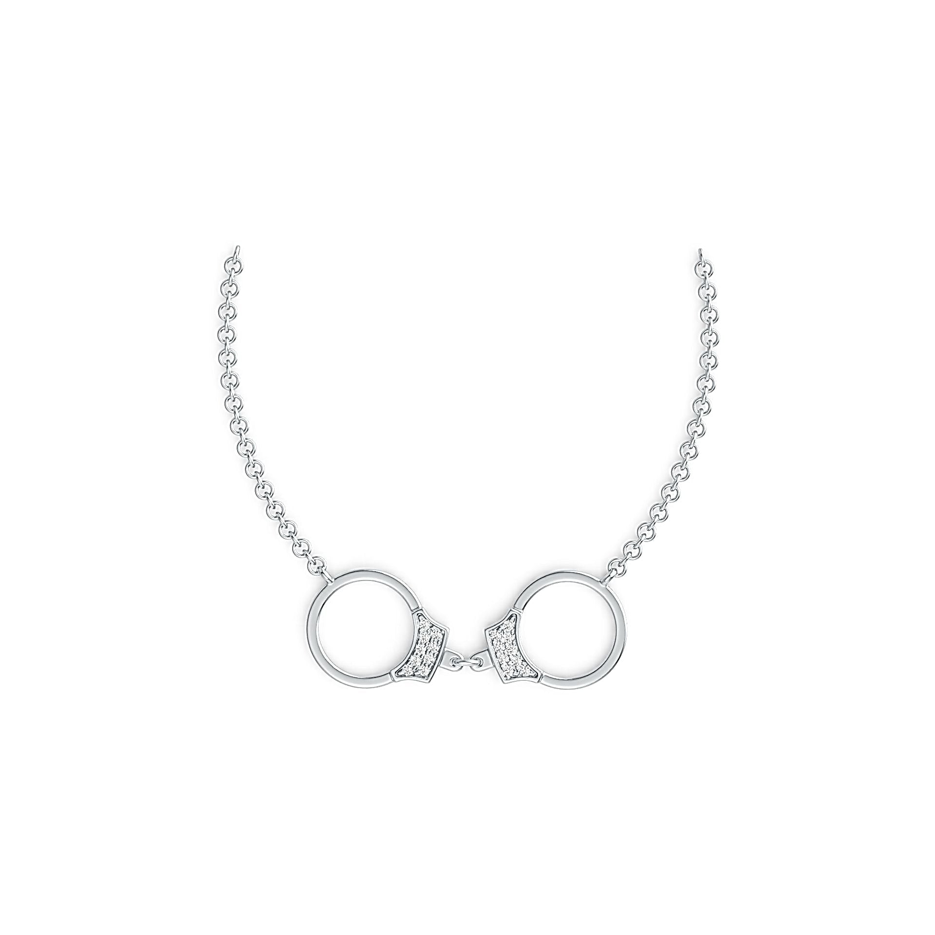 Sterling Silver Pendant Handcuff Theme with White Topaz or Moissanite - Syzjewelry