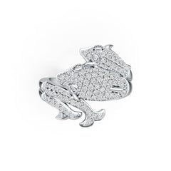 Sterling Silver Ring with White Topaz or Moissanite Dolphin Theme DHJ