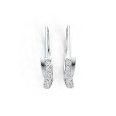Sterling Silver Earrings Open Hoop with White Topaz or Moissanite DHJ