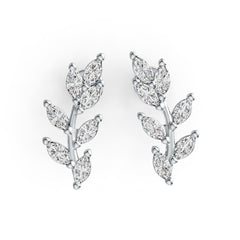 Sterling Silver Semi Mount Earrings Setting Marquise MQ 4X2mm Vine Leaf Theme DHJ