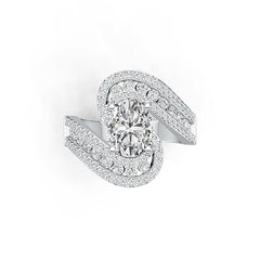 Sterling Silver Semi Mount Ring Setting Oval OV 9X7mm with White Topaz - Syzjewelry
