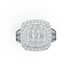 Sterling Silver Cluster Engagement Ring with White Topaz or Moissanite DHJ