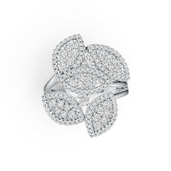 Sterling Silver Ring 5 Leaves Theme with White Topaz or Moissanite DHJ