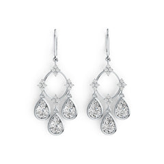 Sterling Silver Semi Mount Earrings Pear PE 9X6mm Dangling with White Topaz Syzjewelry