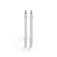 Sterling Silver Hoop Earrings Round with White Topaz or Moissanite DHJ