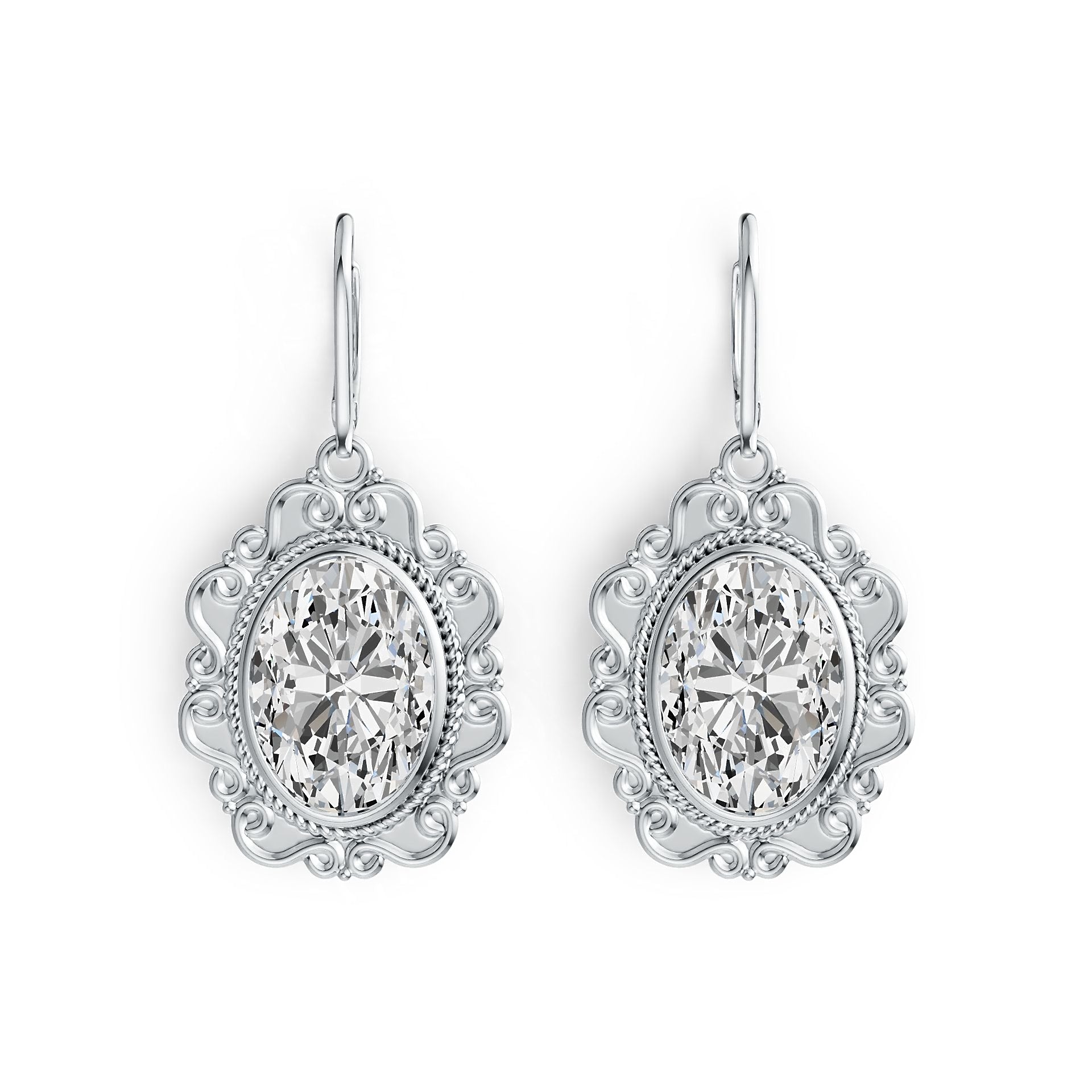 Sterling Silver Semi Mount Earrings Setting Oval OV 14X10mm DHJ