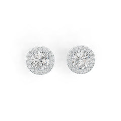 Sterling Silver Semi Mount Earrings Setting Round RD 6x6mm Halo Stud DHJ