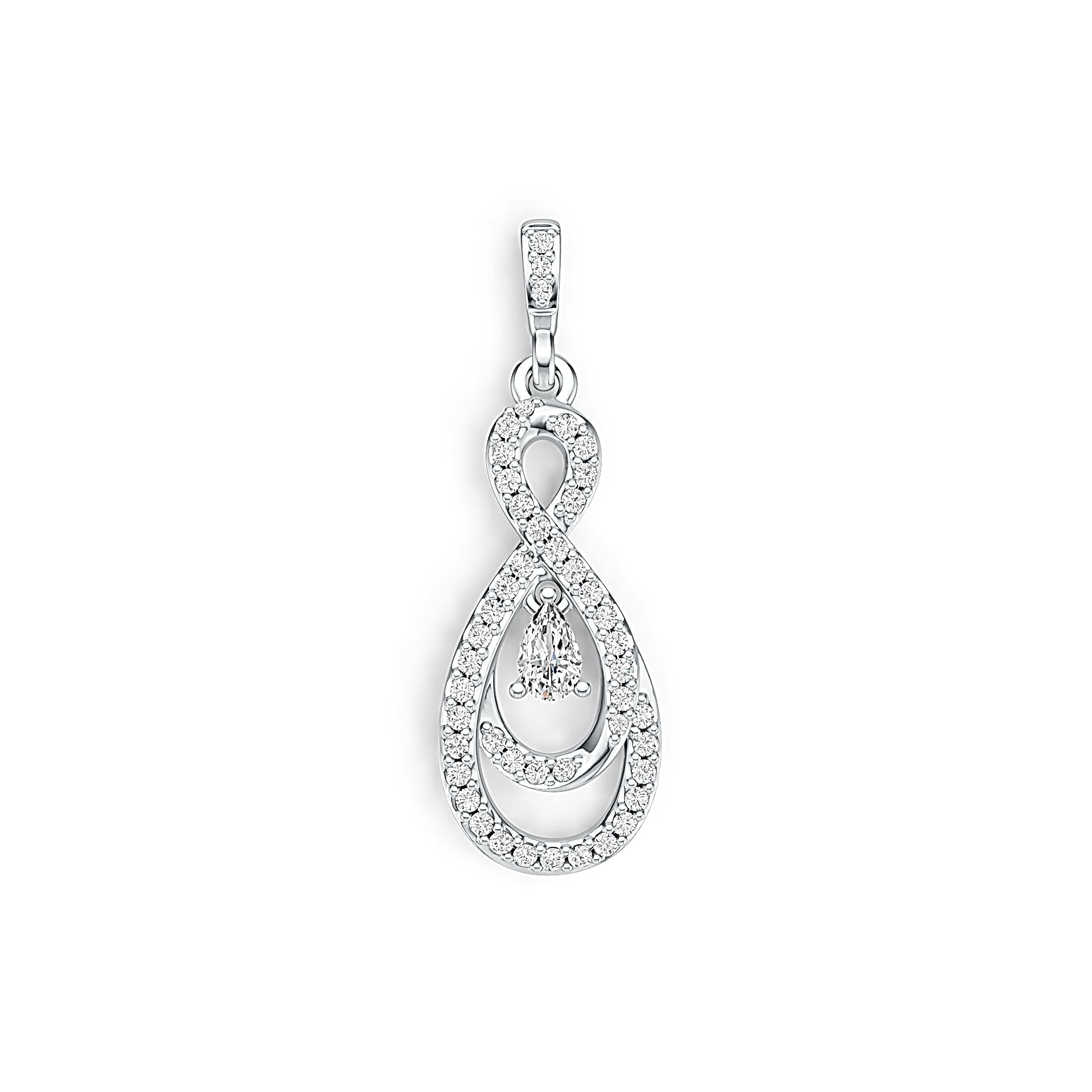 Sterling Silver Semi Mount Pendant Setting Pear PE 5X3mm with White Topaz DHJ