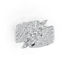 Sterling Silver Cluster Cocktail Ring with White Topaz or Moissanite DHJ