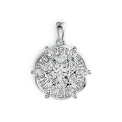 Sterling Silver Semi Mount Pendant Setting Round RD 6x6mm with White Topaz DHJ