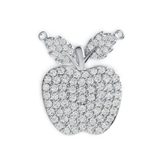 Sterling Silver Pendant with White Topaz or Moissanite Apple Theme DHJ