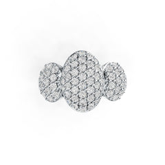 Sterling Silver Oval-Shaped Cocktail Ring with White Topaz or Moissanite DHJ