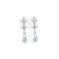 Sterling Silver Semi Mount Earrings Setting Pear PE 8X5mm SQ 4X4mm - Syzjewelry