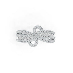 Sterling Silver Ring Bow Crossover Theme with White Topaz or Moissanite - Syzjewelry