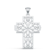 Sterling Silver Pendant Filigree Cross Locket