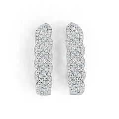 Sterling Silver Earrings Huggie Hoop with White Topaz or Moissanite DHJ