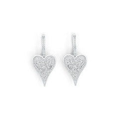 Sterling Silver Earrings with White Topaz or Moissanite Heart Theme DHJ