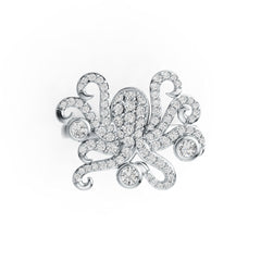 Sterling Silver Ring with White Topaz or Moissanite Octopus Theme DHJ