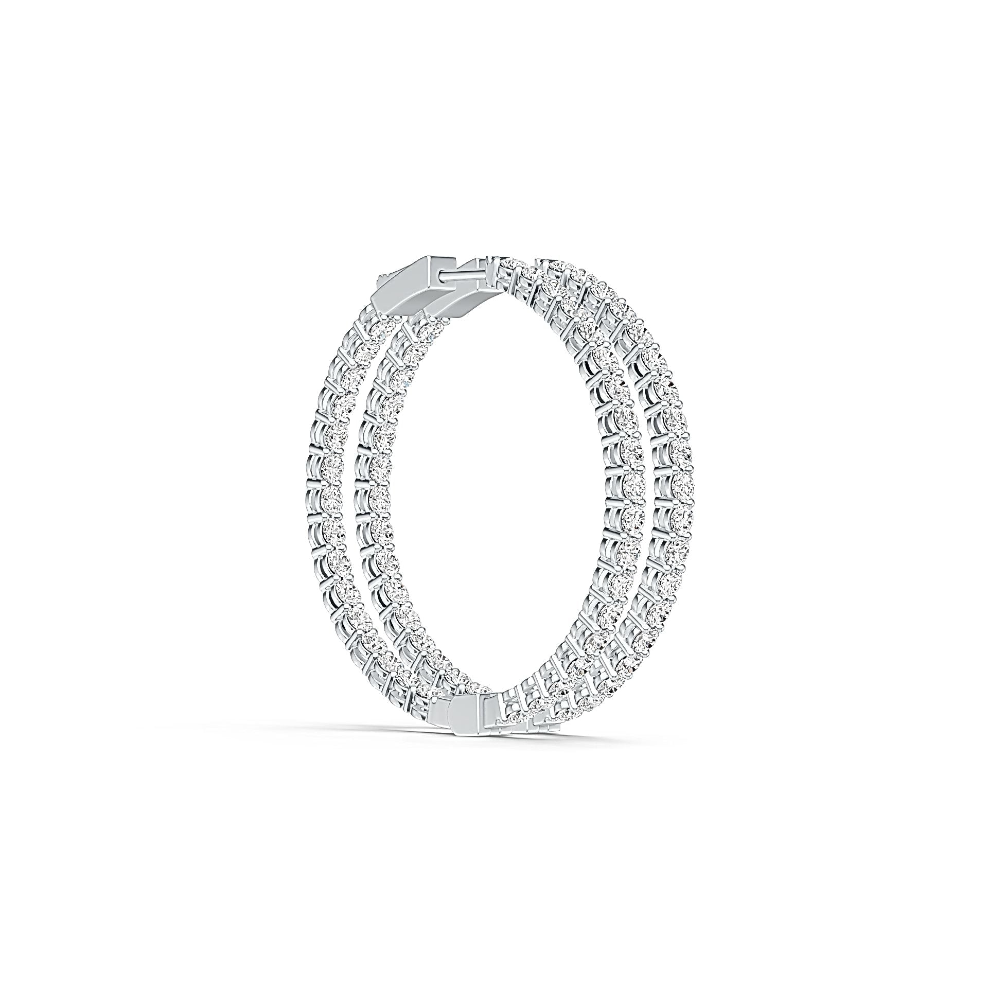 Sterling Silver Hoop Earrings with White Topaz or Moissanite - Syzjewelry