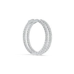 Sterling Silver Hoop Earrings with White Topaz or Moissanite - Syzjewelry