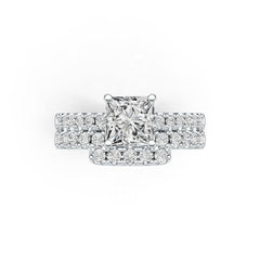 Sterling Silver Semi Mount Ring Setting Princess SQ 6x6mm with White Topaz DHJ