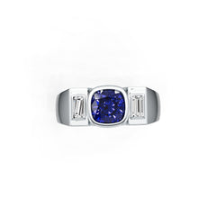 Men's Rings Sterling Silver Royal Blue Sapphire Ring Mounting Cushion CU 6.5X6.5mm