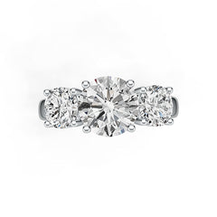 Sterling Silver Semi Mount Ring Setting RD 8.4mm RD 5.9mm 3 Stone Ring Syzjewelry