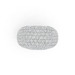Sterling Silver Pave Dome Ring with White Topaz or Moissanite - Syzjewelry