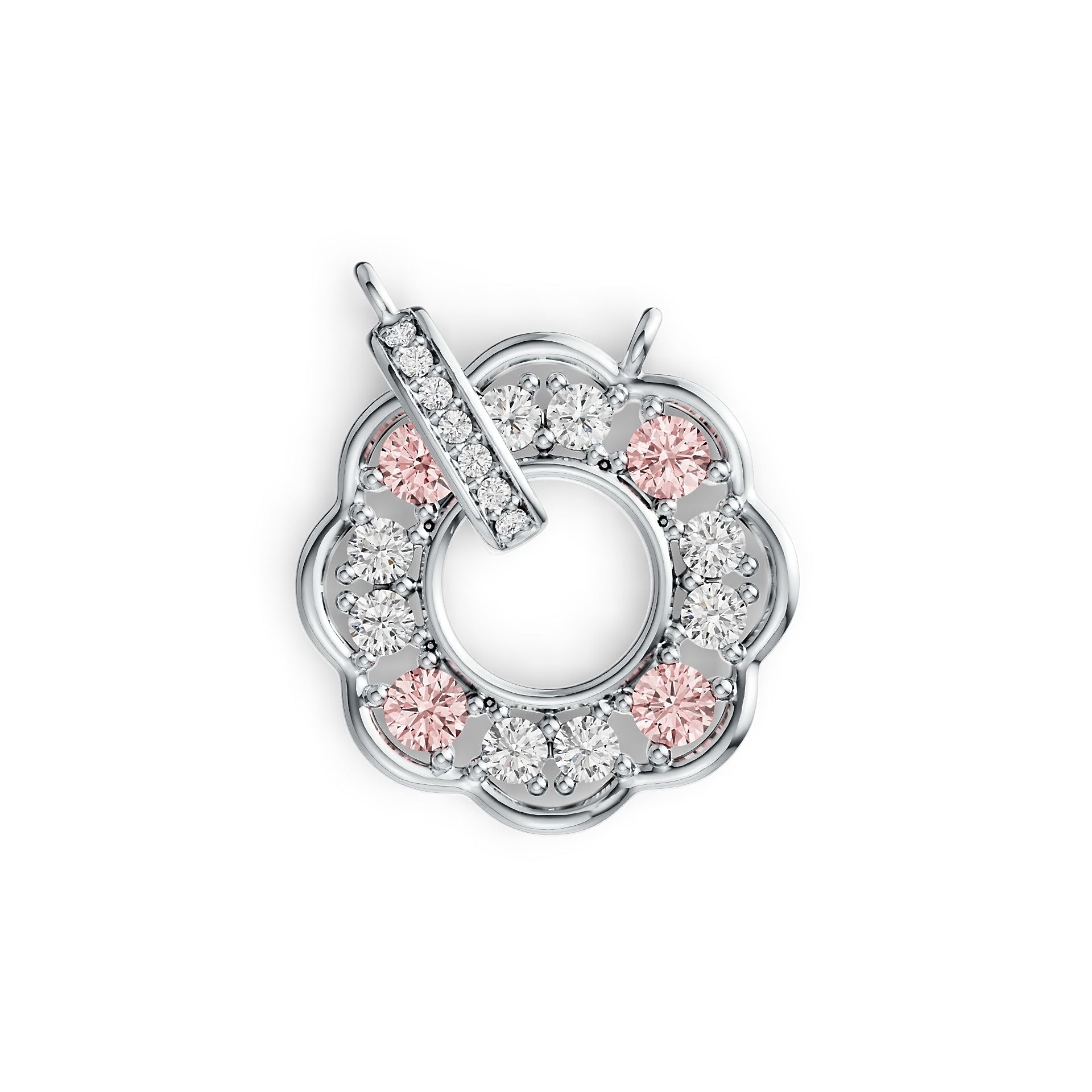 Sterling SilverPendant Setting with White Topaz or Moissanite Flower Theme Syzjewelry