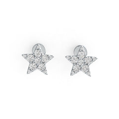 Sterling Silver Earrings Star Theme with White Topaz or Moissanite Stud DHJ