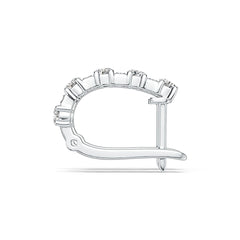 Sterling Silver Earrings Huggie Hoop with White Topaz or Moissanite Syzjewelry