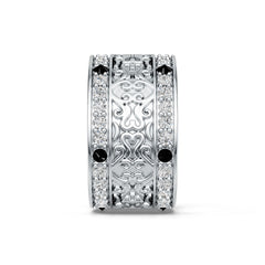 Men's Sterling Silver CVD Diamond Ring Roudn RD 2x2mm Victorian Baroque