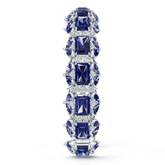 Sterling Silver Moissanite or Sapphire Bracelet Emerald OCT 10X8mm PE 6x4 RD3.5