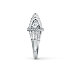 Sterling Silver Ring Sydney Opera House Theme with White Topaz or Moissanite DHJ