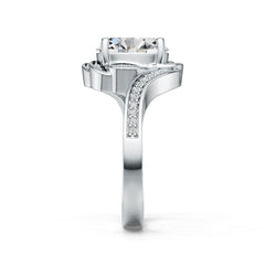 Sterling Silver Semi Mount Ring Setting Oval OV 8X10mm Floral Theme w/ White Topaz DHJ