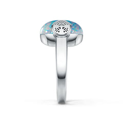 Sterling Silver Opal Ring 15x15mm
