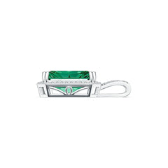 Sterling Silver Semi Mount Pendant Setting Emerald OCT 16x12mm DHJ