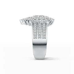 Sterling Silver Cluster Ring Pear-Shaped with White Topaz or Moissanite DHJ