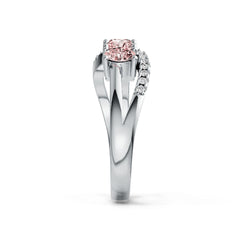 Sterling Silver Pink Sapphire Band Ring w/ Diamond Bypass Design