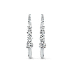 Sterling Silver Hoop Earrings with White Topaz or Moissanite DHJ