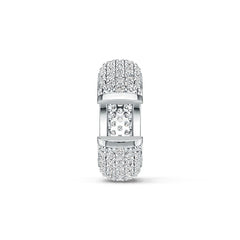 Sterling Silver Wide Pave Huggie Hoop Earring with White Topaz or Moissanite DHJ