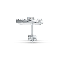 Sterling Silver Semi Mount Earrings Setting Round RD 3x3mm Crown Theme DHJ