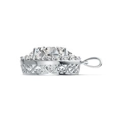 Sterling Silver Semi Mount Pendant Setting Round RD 15x15mm Halo DHJ