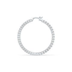 Sterling Silver Hoop Earrings Round with White Topaz or Moissanite DHJ
