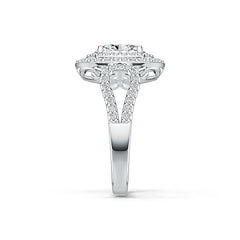 Sterling Silver Semi Mount Ring Setting Oval OV 8X6mm Double Halo DHJ