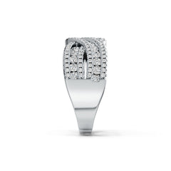 Sterling Silver Ring Twisted Wave Theme with White Topaz or Moissanite - Syzjewelry